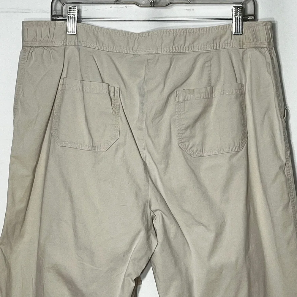 Kim Rogers‎ Womens Khaki Tan Wide Leg Cropped Capri Pants Drawstring Size 16